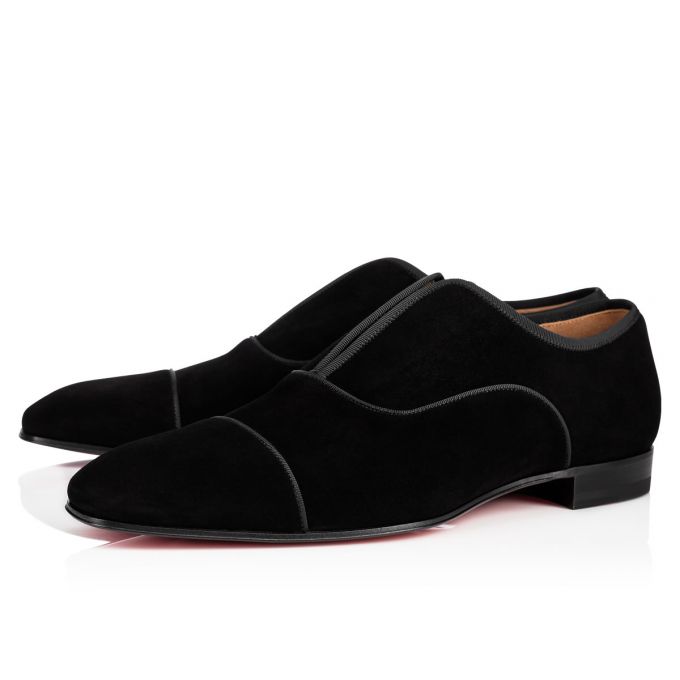 Christian Louboutin Alpha Male 000 Veau Velours Derby Derby Herre Sort | DK-85983