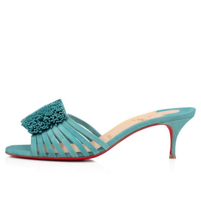 Christian Louboutin Belbrossa 55 Veau Velours Sandals Sandaler Dame Blå | DK-04035