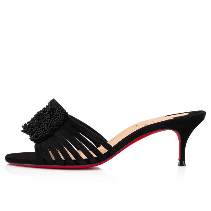 Christian Louboutin Belbrossa 55 Veau Velours Mules Mules Dame Sort | DK-07632