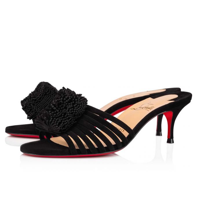 Christian Louboutin Belbrossa 55 Veau Velours Mules Mules Dame Sort | DK-07632