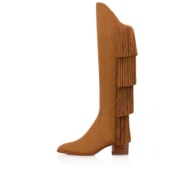 Christian Louboutin Boot Lion 55 Fes Veau Velours Boots Støvler Dame Brune | DK-67519