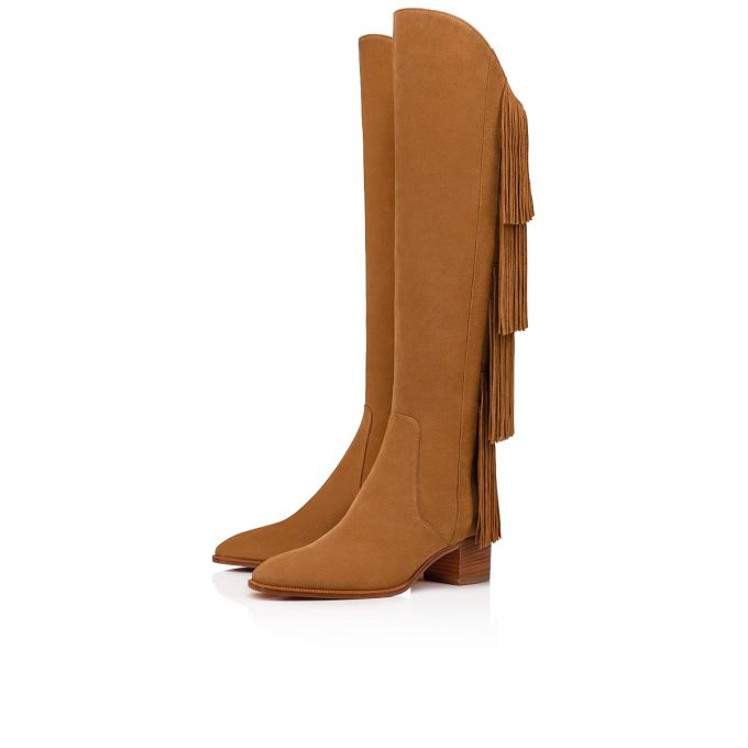 Christian Louboutin Boot Lion 55 Fes Veau Velours Boots Støvler Dame Brune | DK-67519