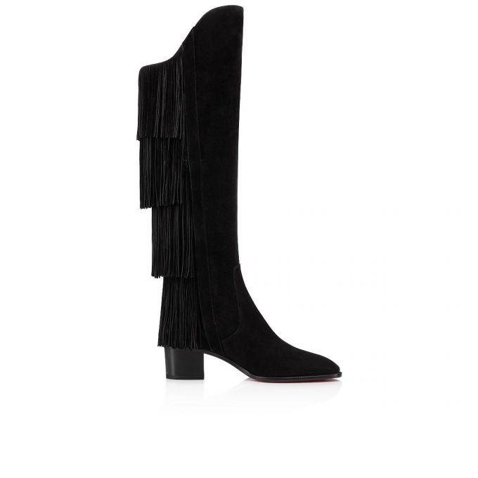 Christian Louboutin Boot Lion 55 Veau Velours Boots Støvler Dame Sort | DK-19820