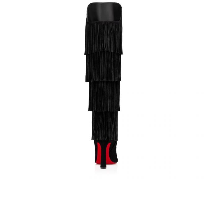 Christian Louboutin Boot Lionne 100 Veau Velours Boots Støvler Dame Sort | DK-43868