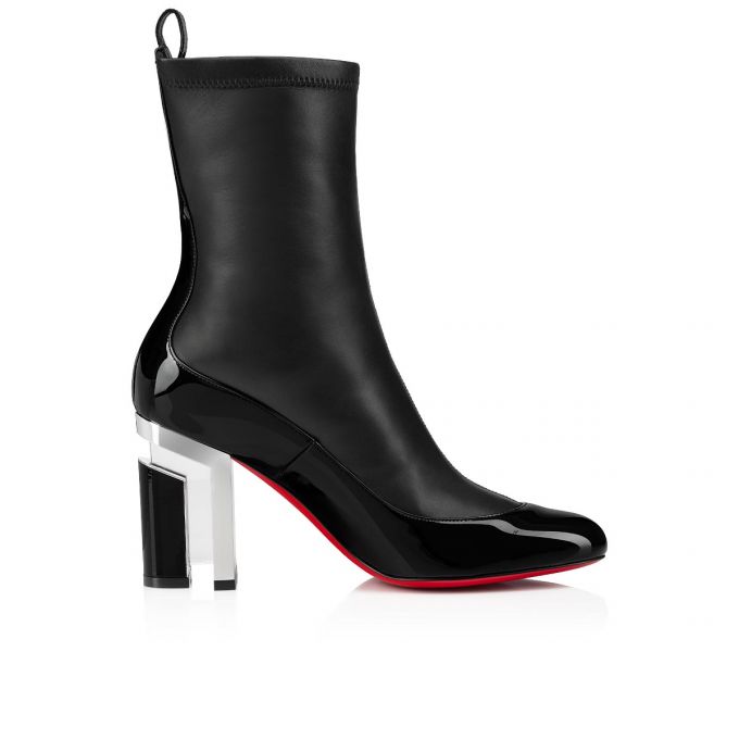 Christian Louboutin Bootnik 85 Lak Boots Støvler Dame Sort Sølv | DK-80139