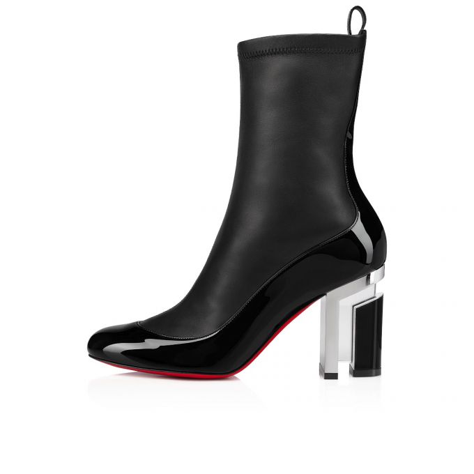 Christian Louboutin Bootnik 85 Lak Boots Støvler Dame Sort Sølv | DK-80139