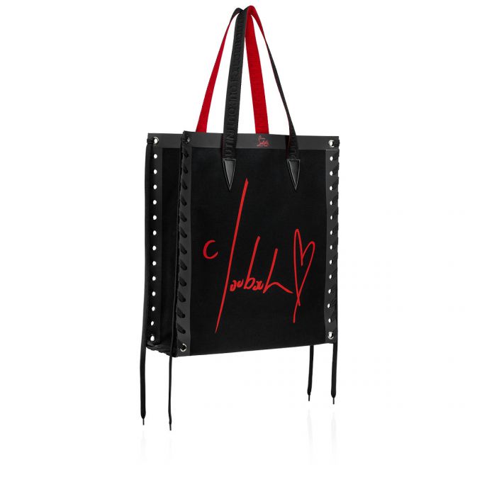 Christian Louboutin Cabalace Small Creative Fabric Tote Bags Muleposer Dame Sort Rød | DK-30121