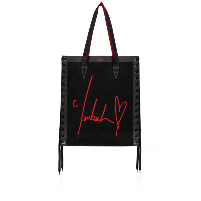 Christian Louboutin Cabalace Small Creative Fabric Tote Bags Muleposer Dame Sort Rød | DK-30121