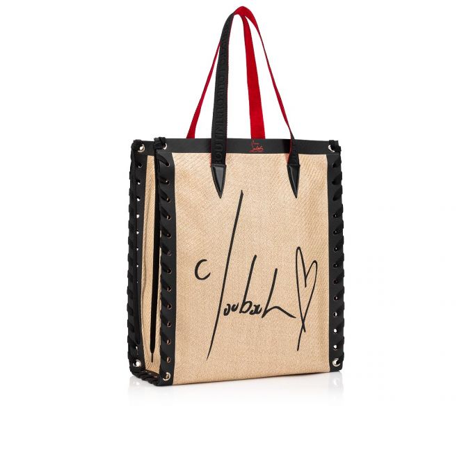 Christian Louboutin Cabalace Small Creative Fabric Tote Bags Muleposer Dame Hvide Sort | DK-47916