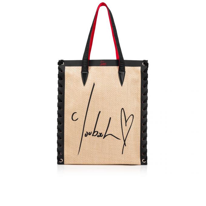 Christian Louboutin Cabalace Small Creative Fabric Tote Bags Muleposer Dame Hvide Sort | DK-47916