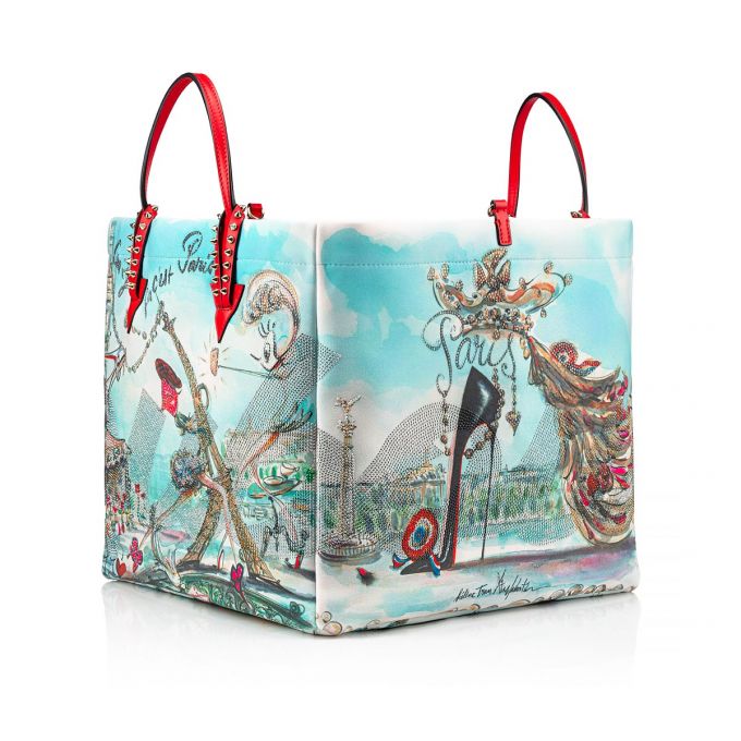 Christian Louboutin Cabaraparis Neopren Tote Bags Muleposer Dame Flerfarvede Rød | DK-82730