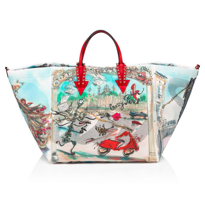 Christian Louboutin Cabaraparis Neopren Tote Bags Muleposer Dame Flerfarvede Rød | DK-82730