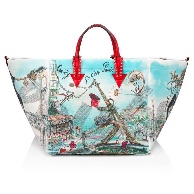 Christian Louboutin Cabaraparis Neopren Tote Bags Muleposer Dame Flerfarvede Rød | DK-82730