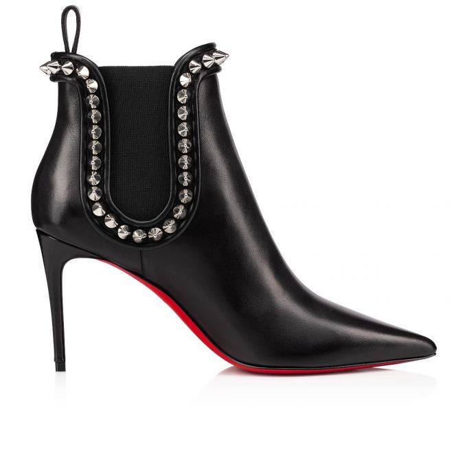 Christian Louboutin Capaboot 85 Calf Boots Støvler Dame Sort Sølv | DK-92277