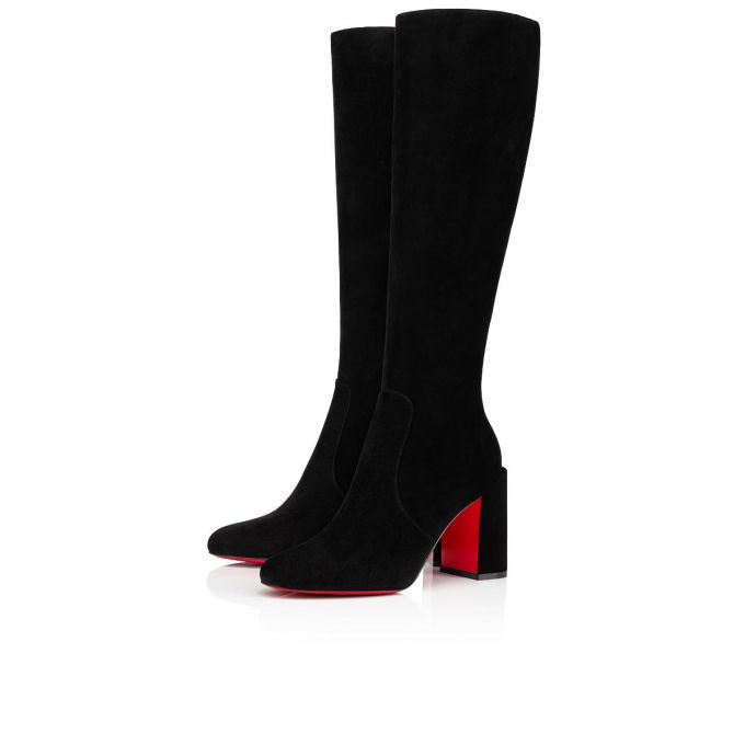 Christian Louboutin Cavalika 85 Veau Velours Boots Støvler Dame Sort | DK-34015