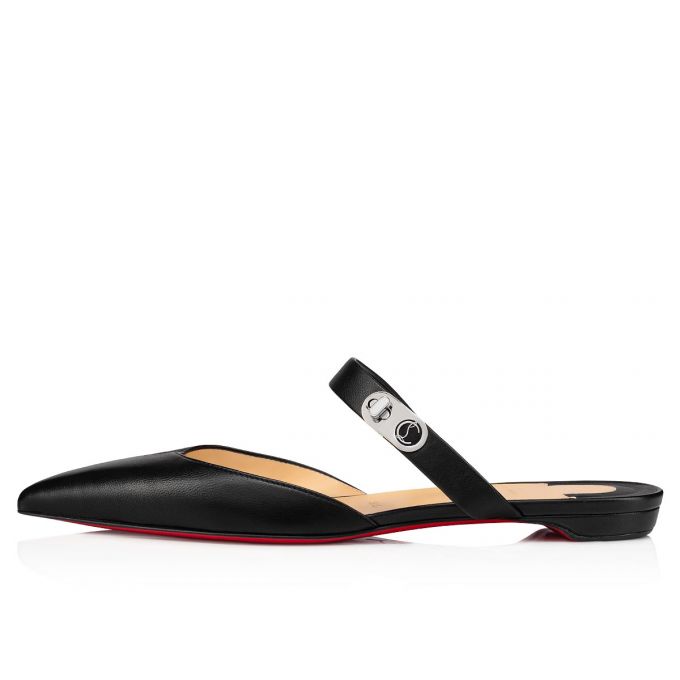 Christian Louboutin Choc Lock Nappa Flats Flats Dame Sort | DK-77445