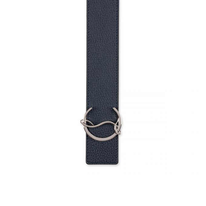 Christian Louboutin Cl Logo Belt 40 Classic Læder Belts Bælter Herre Mørkeblå Sort Sølv | DK-37872