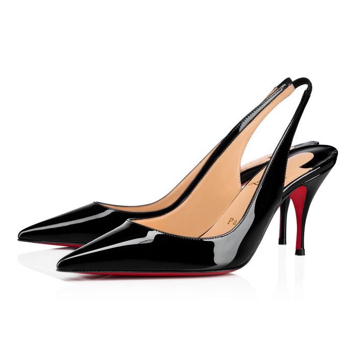 Christian Louboutin Clare Sling 080 80 Lak Pumps Pumps Dame Sort | DK-29917