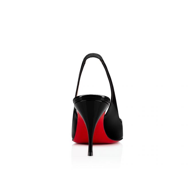 Christian Louboutin Clare Sling 080 80 Lak Sandals Sandaler Dame Sort | DK-66407