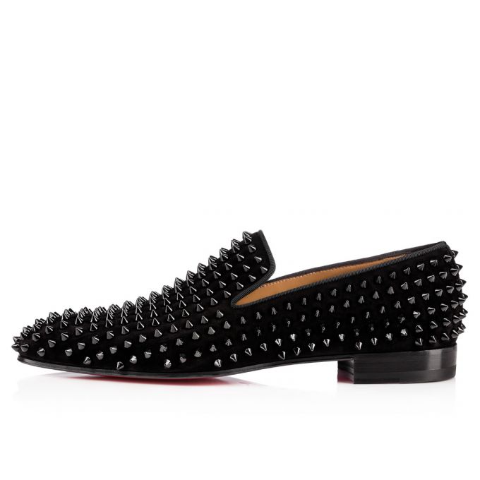 Christian Louboutin Dandelion Spike 000 Veau Velours Loafer Loafers Herre Sort | DK-27312