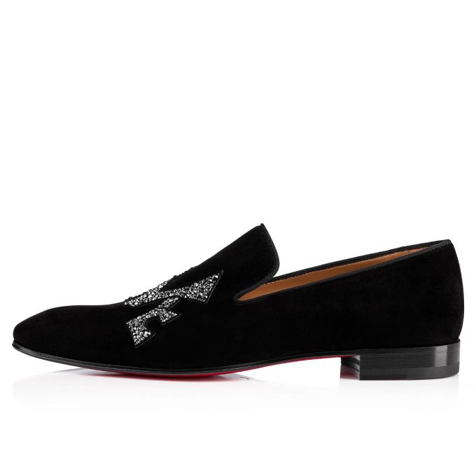 Christian Louboutin Dandylove Strass Veau Velours Loafer Loafers Herre Sort | DK-45845