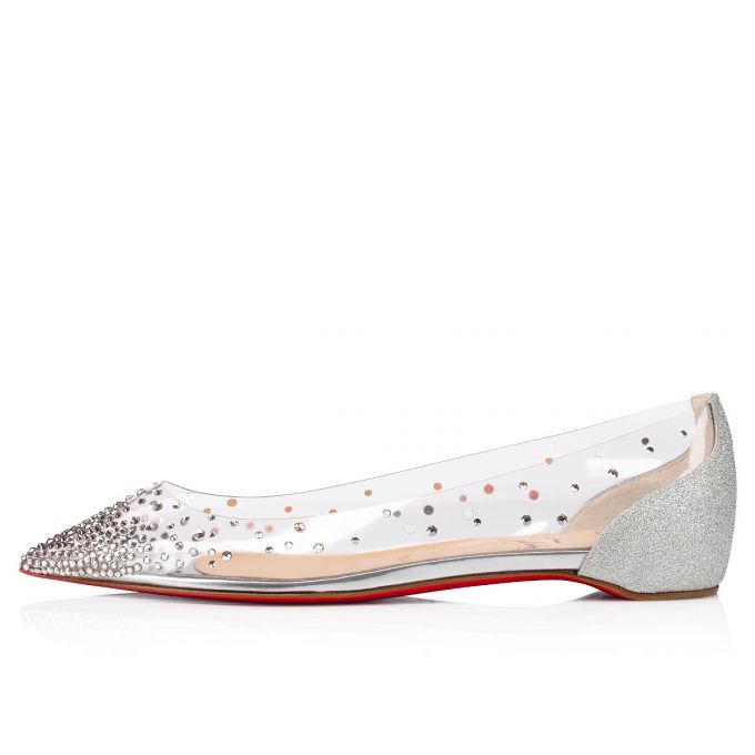 Christian Louboutin Degrastrass Pvc 000 Version Pvc Flats Flats Dame Sølv | DK-45271