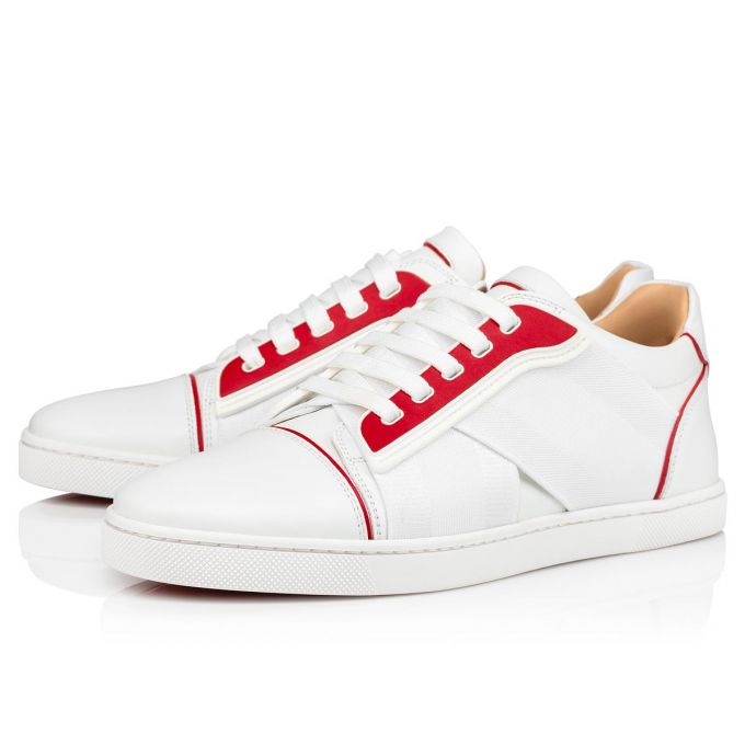 Christian Louboutin Elastikid 000 Calf Sneakers Sneakers Dame Hvide Rød | DK-71907