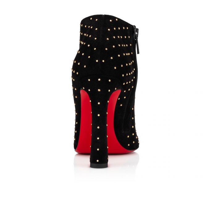 Christian Louboutin Eleonor Plume 100 Veau Velours Boots Støvler Dame Sort Guld | DK-41103