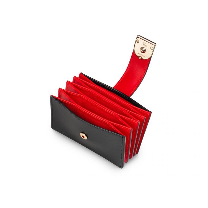 Christian Louboutin Elisa Accordeon Card Holder Classic Læder Card Holder Card Holder Dame Sort Guld | DK-89145