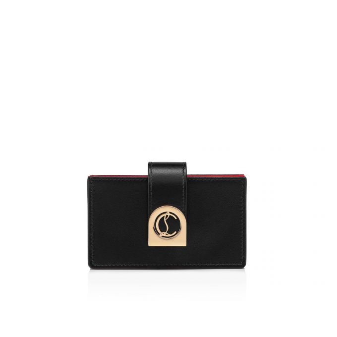 Christian Louboutin Elisa Accordeon Card Holder Classic Læder Card Holder Card Holder Dame Sort Guld | DK-89145