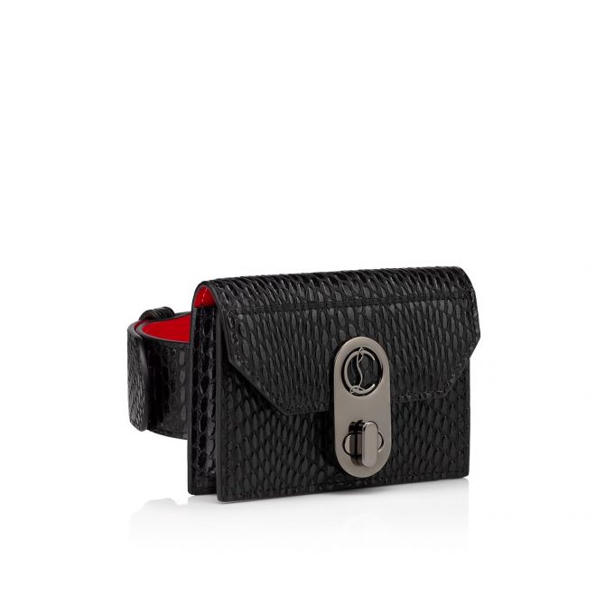 Christian Louboutin Elisa Ankle Card Holder Creative Læder Card Holder Card Holder Dame Sort | DK-49218