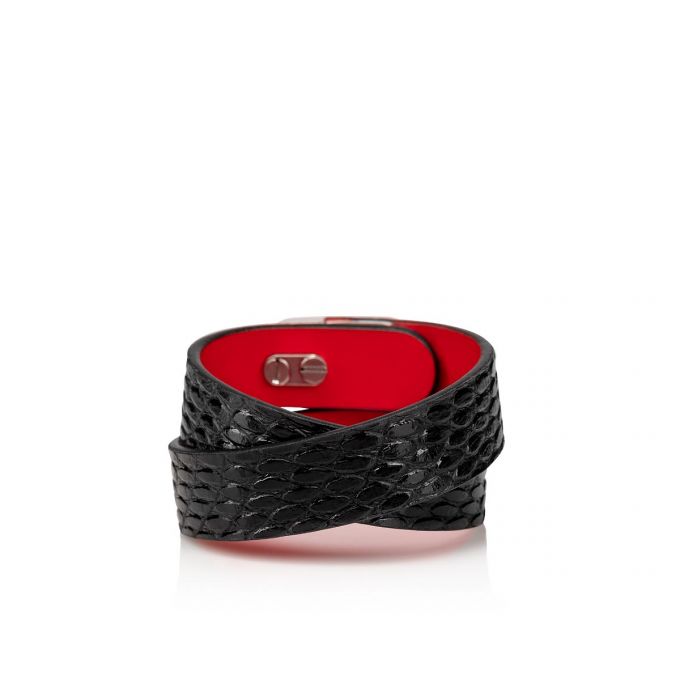 Christian Louboutin Elisa Bracelet Double 15 Calf Bracelets Bracelets Dame Sort Sølv | DK-51615