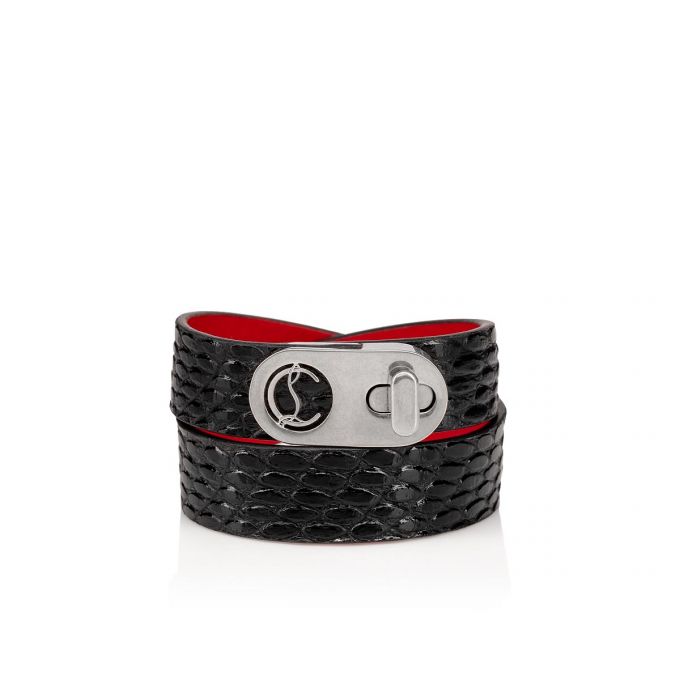 Christian Louboutin Elisa Bracelet Double 15 Calf Bracelets Bracelets Dame Sort Sølv | DK-51615