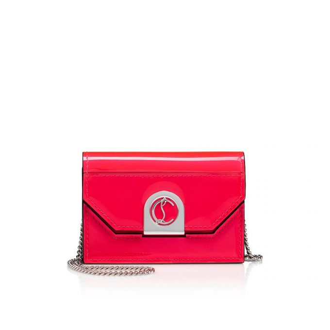 Christian Louboutin Elisa Chain Card Holder Creative Læder Card Holder Card Holder Dame Lyserød Sølv | DK-17584