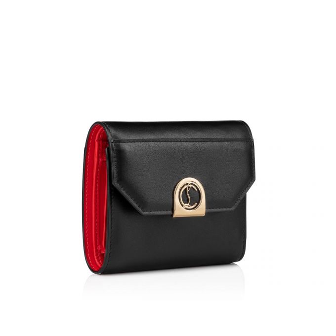 Christian Louboutin Elisa Compact Wallet Calf Empi Classic Læder Wallets Pung Dame Sort Guld | DK-58302