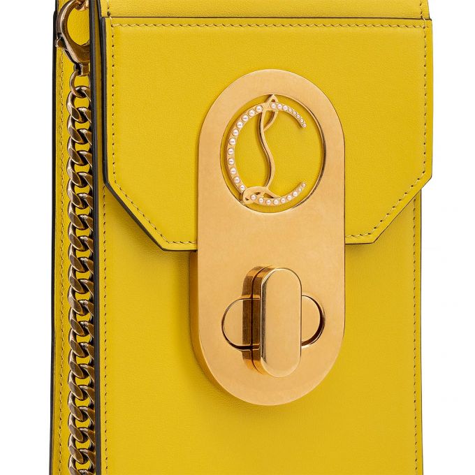 Christian Louboutin Elisa Phone Pouch Classic Læder Cross Body Bags Cross Body Bags Dame Gul Guld | DK-50279