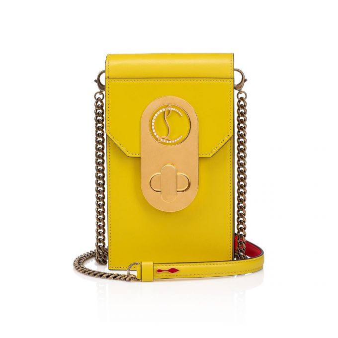 Christian Louboutin Elisa Phone Pouch Classic Læder Cross Body Bags Cross Body Bags Dame Gul Guld | DK-50279