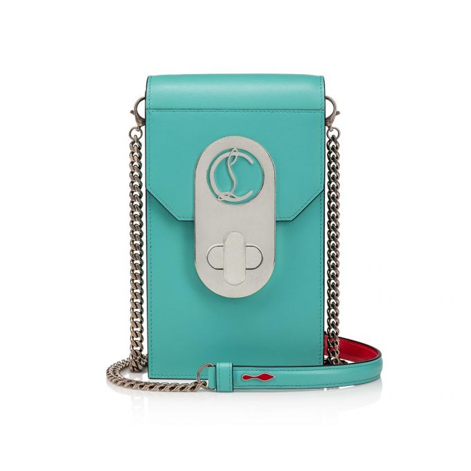 Christian Louboutin Elisa Phone Pouch Classic Læder Mini Bags Belt Bags & Mini Bags Dame Turkis Sølv | DK-65241