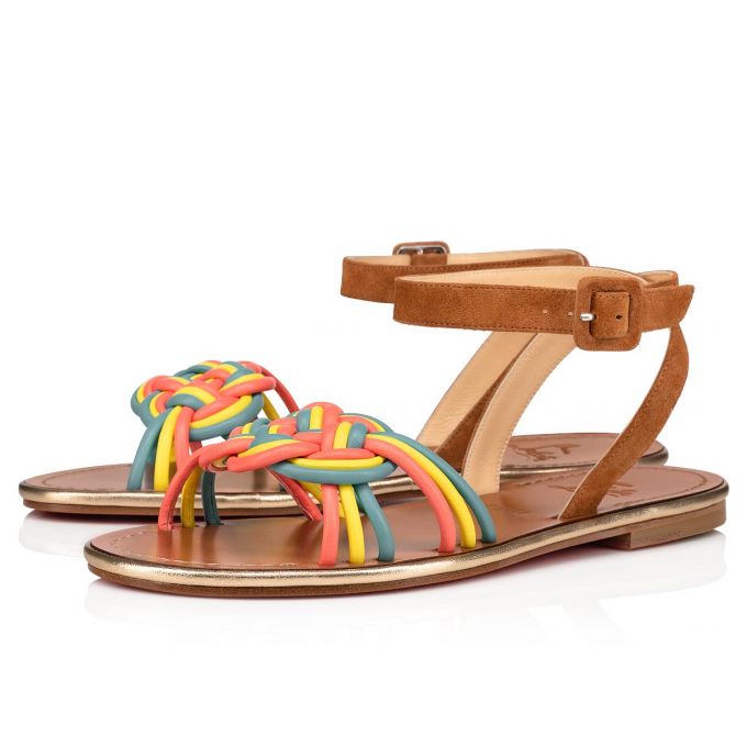 Christian Louboutin Ella Nappa Sandals Sandaler Dame Flerfarvede | DK-54143