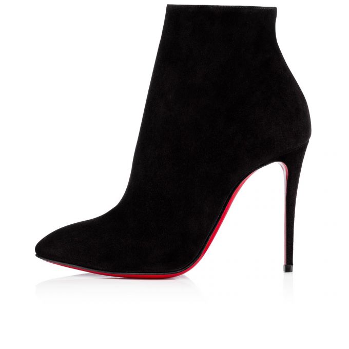 Christian Louboutin Eloise Booty 100 100 Veau Velours Boots Støvler Dame Sort | DK-21994