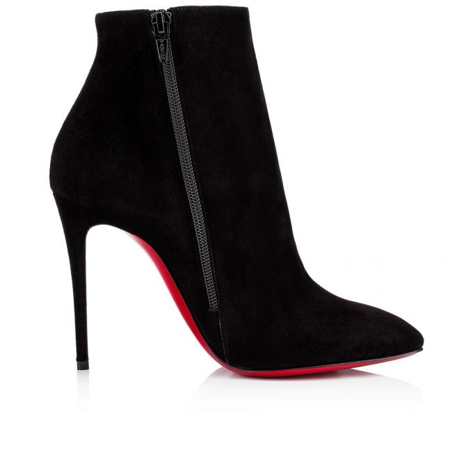 Christian Louboutin Eloise Booty 100 100 Veau Velours Boots Støvler Dame Sort | DK-21994