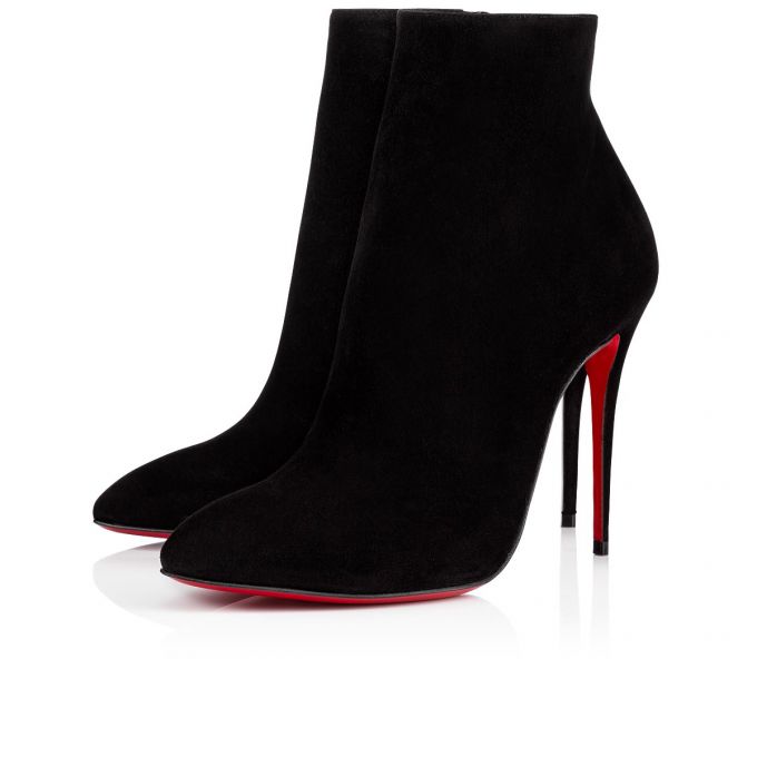 Christian Louboutin Eloise Booty 100 100 Veau Velours Boots Støvler Dame Sort | DK-21994