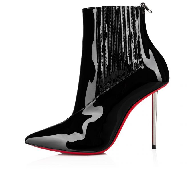 Christian Louboutin Epic Boot 100 Lak Boots Støvler Dame Sort | DK-59033