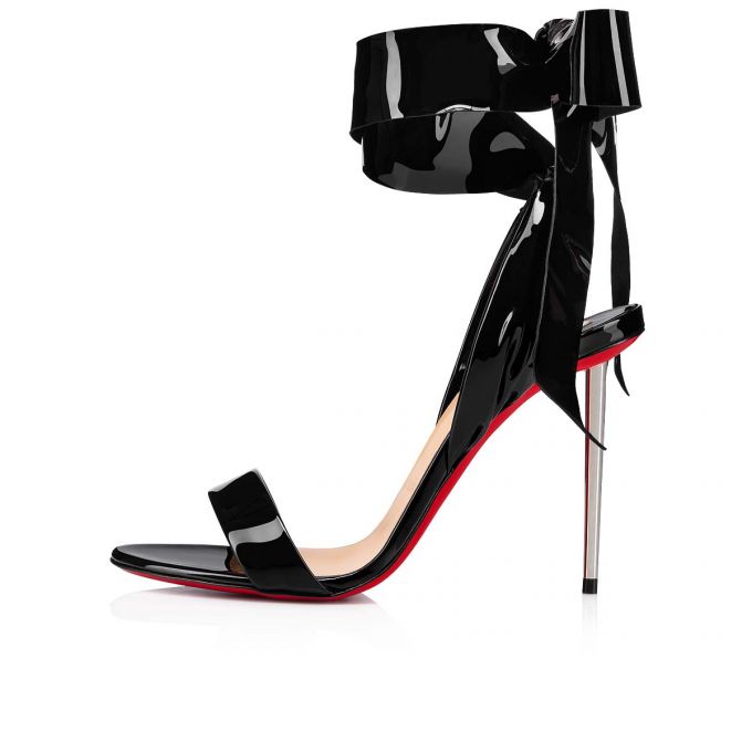 Christian Louboutin Epic Rose 100 Lak Sandals Sandaler Dame Sort | DK-54876