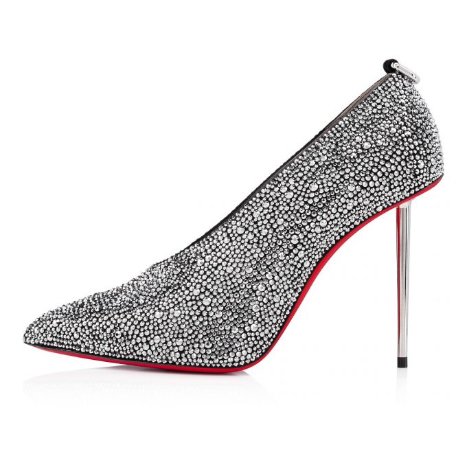 Christian Louboutin Et Pic Et Pump Strass 100 Ruskind Pumps Pumps Dame Sort Sølv | DK-34036