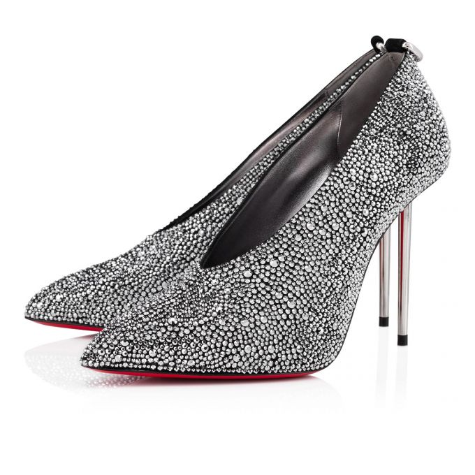 Christian Louboutin Et Pic Et Pump Strass 100 Ruskind Pumps Pumps Dame Sort Sølv | DK-34036