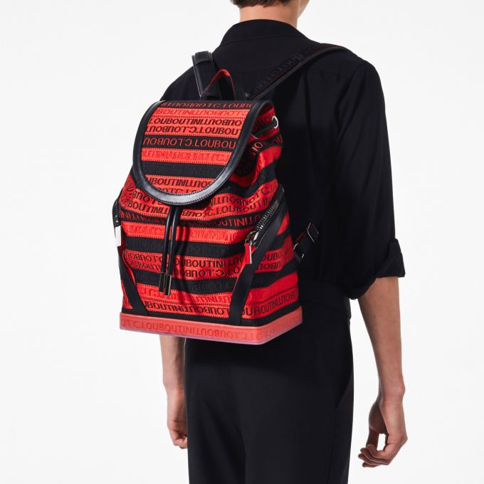 Christian Louboutin Explorafunk Creative Fabric Backpack Rygsække Herre Sort Rød | DK-03899