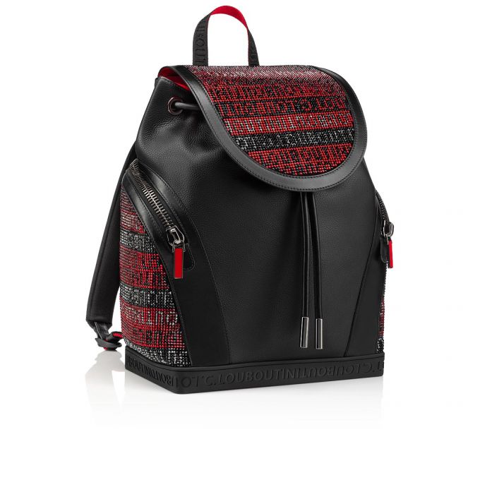 Christian Louboutin Explorafunk S Creative Læder Backpack Rygsække Herre Sort Rød | DK-89941