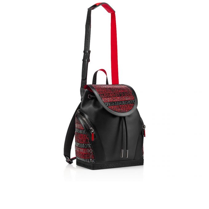 Christian Louboutin Explorafunk S Creative Læder Backpack Rygsække Herre Sort Rød | DK-89941