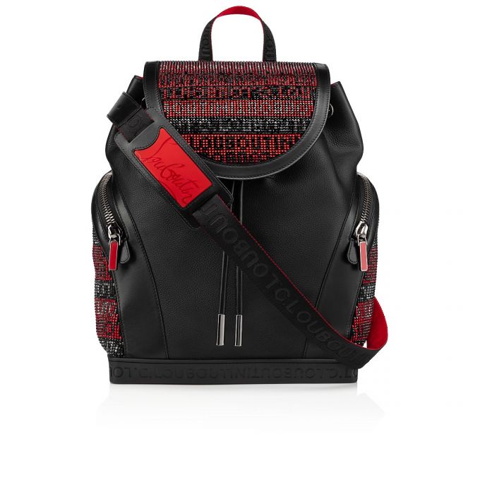 Christian Louboutin Explorafunk S Creative Læder Backpack Rygsække Herre Sort Rød | DK-89941